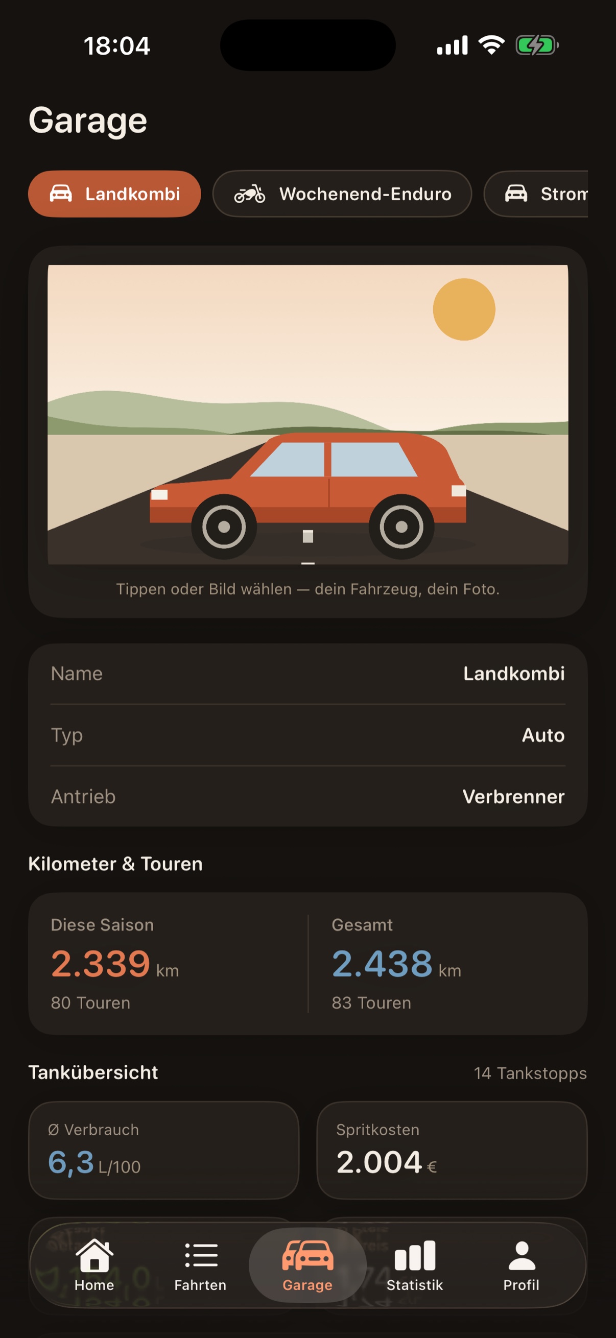 Vialog Garage mit dem Fahrzeug „Landkombi